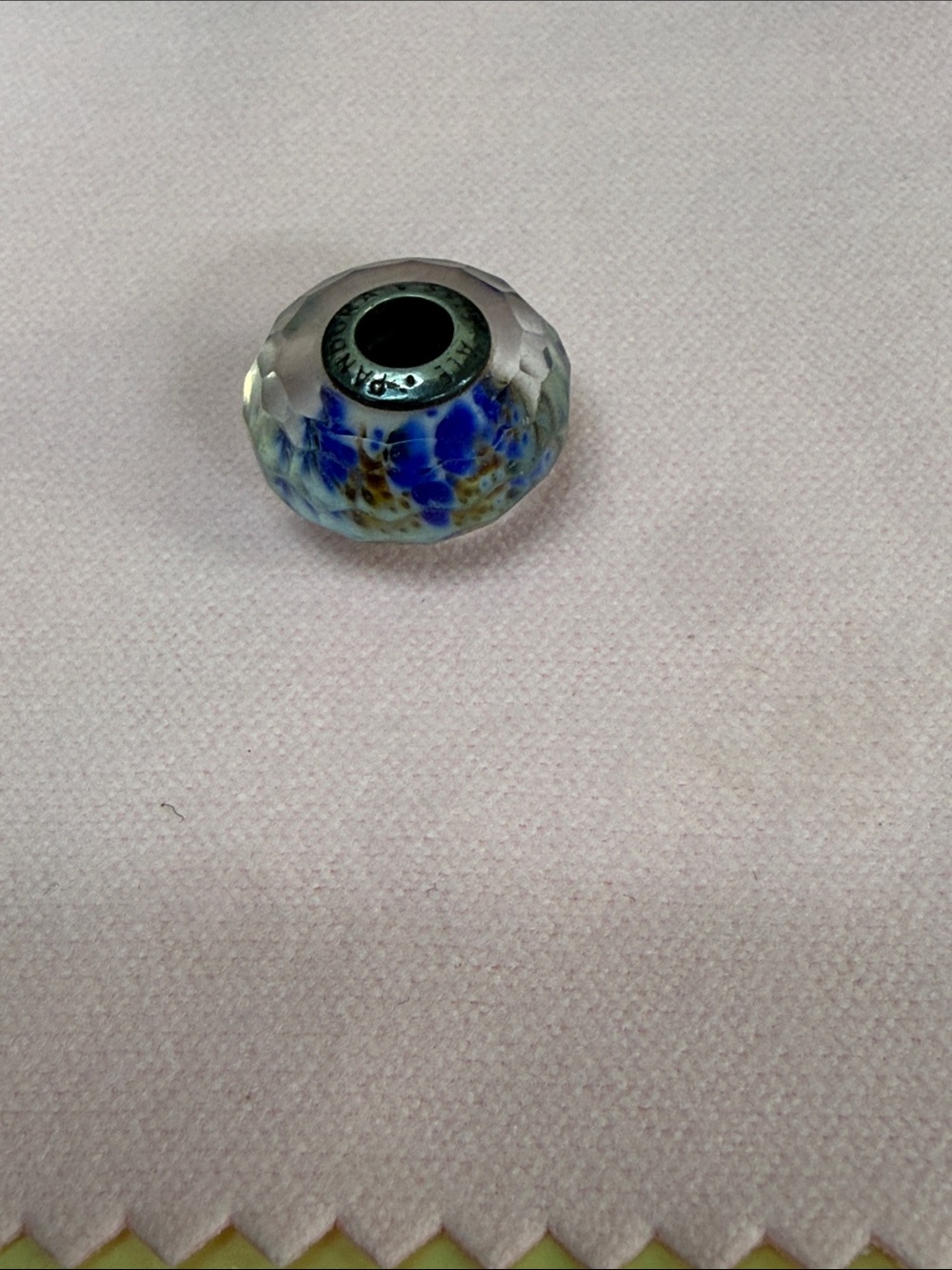 Pandora  Glass Bead with Blue Floral Accents